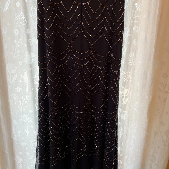 Adrianna Papell Beaded Blouson Gown NAVY - Picture 4 of 11